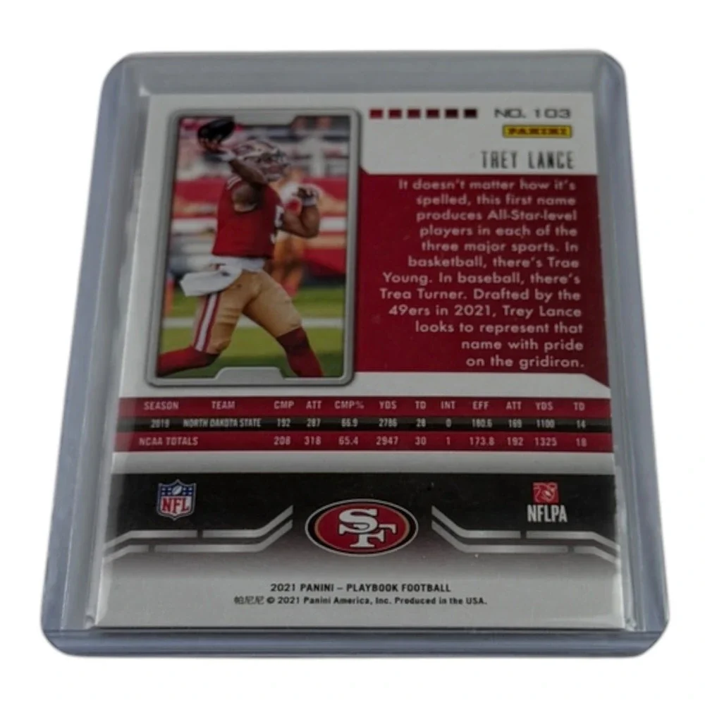 2021 Panini Playbook Trey Lance RC Rookie Card 103 Red San Francisco 49ers NFL